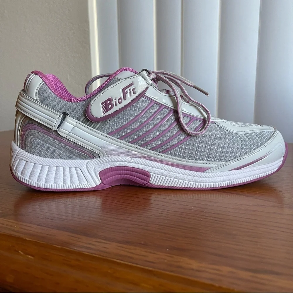 Orthofeet BioFit Verve 973 Tie-Less Comfort Sneakers Pink/Gray Size 10 Wide